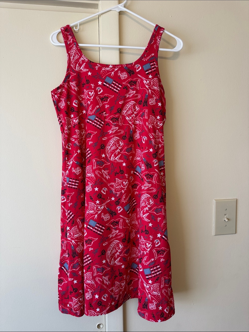 Red Sleeveless Print Sundress - Women's Casual Tank Dress